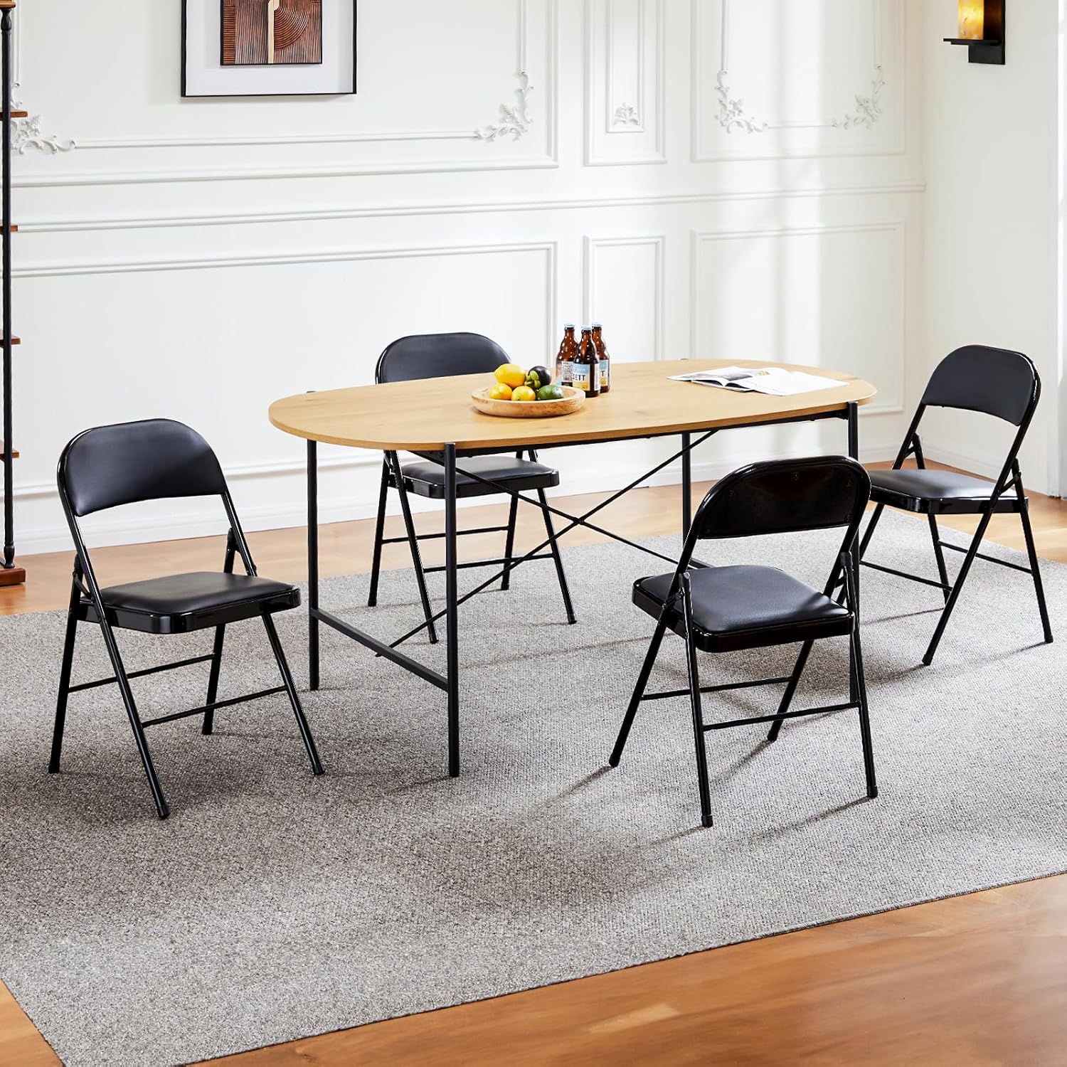 Paquete de 12 sillas plegables, sillas plegables acolchadas de cuero, sillas plegables de metal resistente, fáciles de usar y almacenar, para exteriores e interiores, para el hogar