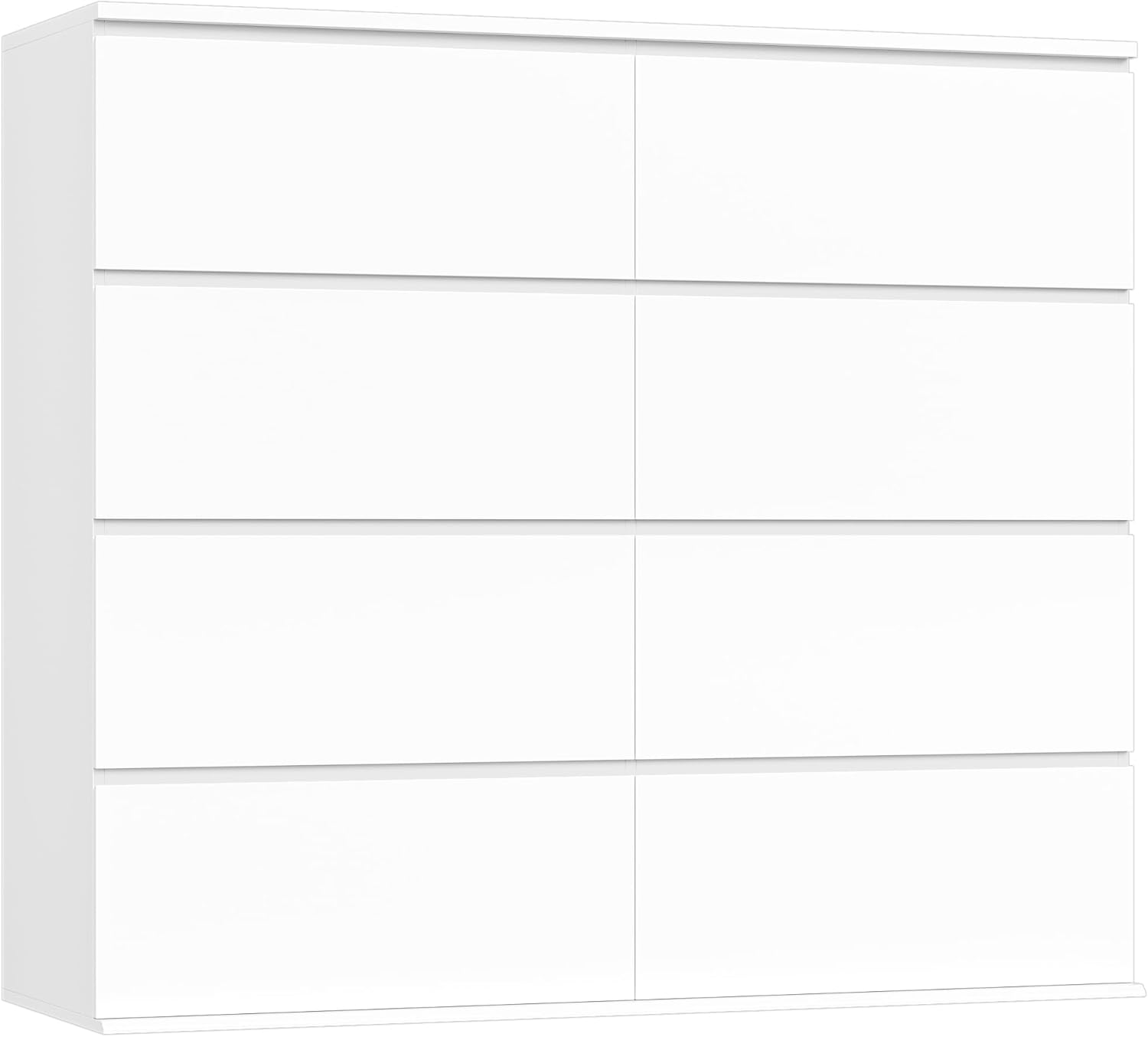 FINETONES Cómoda de 8 cajones para dormitorio, cómoda blanca con doble cajonera, cómodas modernas de madera con cajones profundos para sala de estar, blanco