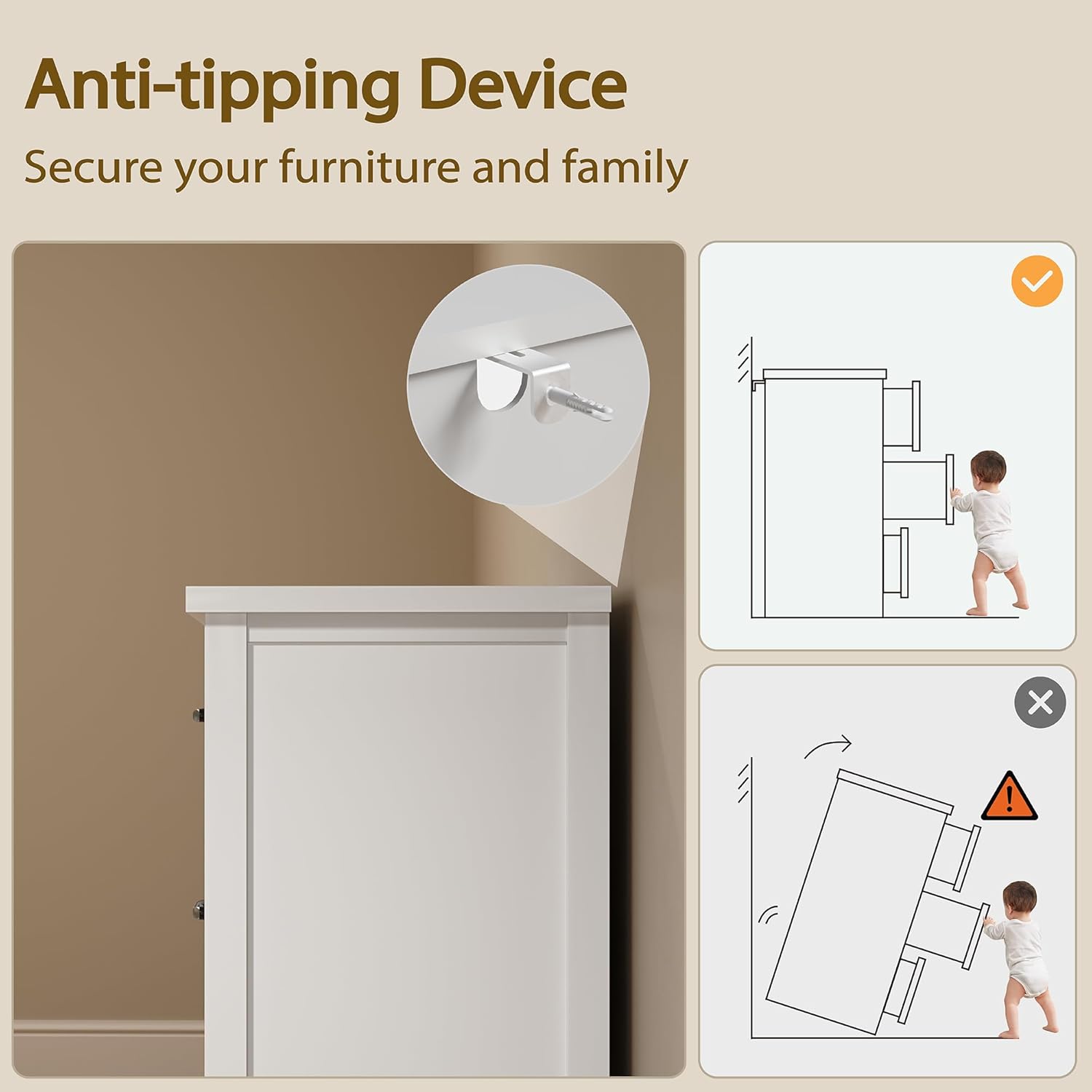 Cómoda blanca para dormitorio, cómoda doble de madera de 6 cajones con asas de metal, cómoda ancha de almacenamiento para sala de estar, pasillo, entrada