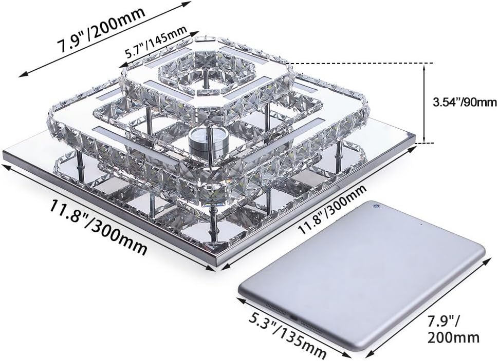 FRIXCHUR Lámpara de Araña de Cristal LED Luz de Techo de Cristal 2 Capas 12 pulgadas Lámpara de Techo Empotrada Iluminación de Lámparas de Araña Modernas para Dormitorio Pasillo Escalera Cocina