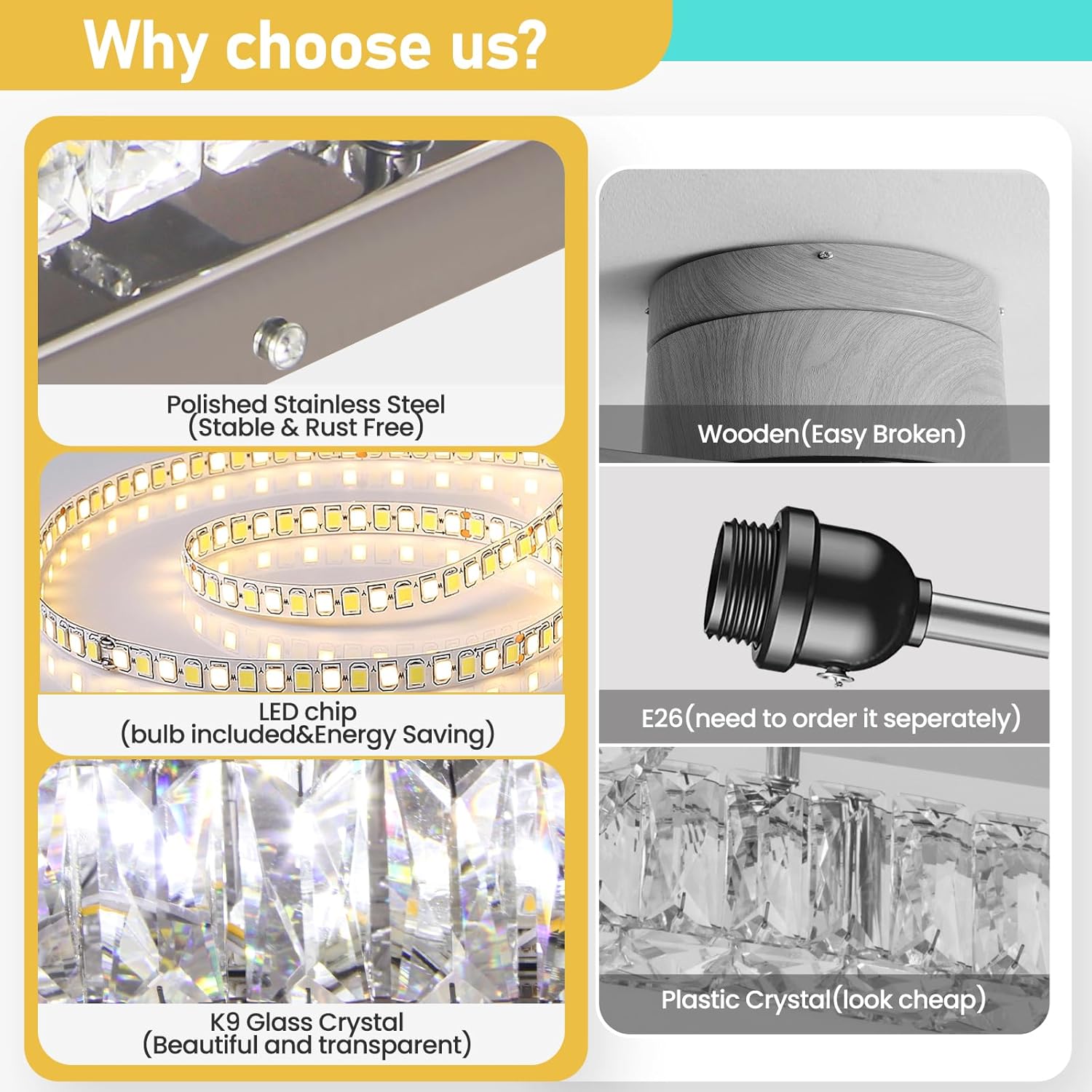 FRIXCHUR Lámpara de techo de cristal de 10.6 pulgadas, moderna lámpara LED de montaje empotrado, mini candelabros cuadrados para dormitorio, pasillo, cocina, vestíbulo (blanco frío)