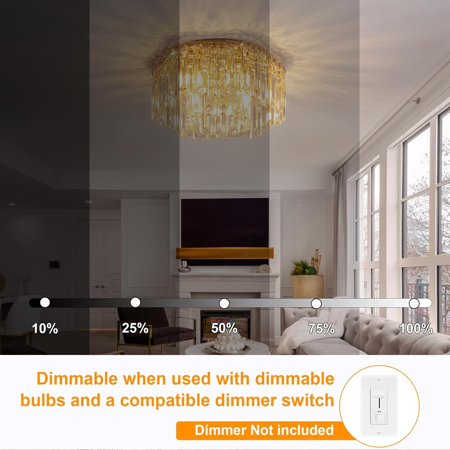 Candelabro de cristal de montaje empotrado, luces de techo de cristal modernas de 18 pulgadas con bombilla blanca cálida (2700 K), lámparas pequeñas de oro de montaje empotrado para dormitorio, sala