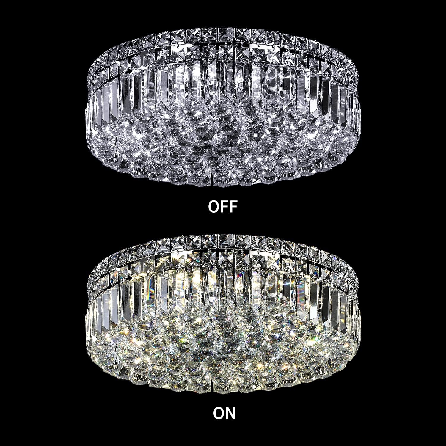 Lámpara de Araña de Cristal Empotrada de 6 Luces con Cristales K9, Luces de Techo Modernas, Lámpara Colgante Elegante para Dormitorio, Pasillo, Bar, Sala de Estar, Comedor, A5.9 xA20 pulgadas