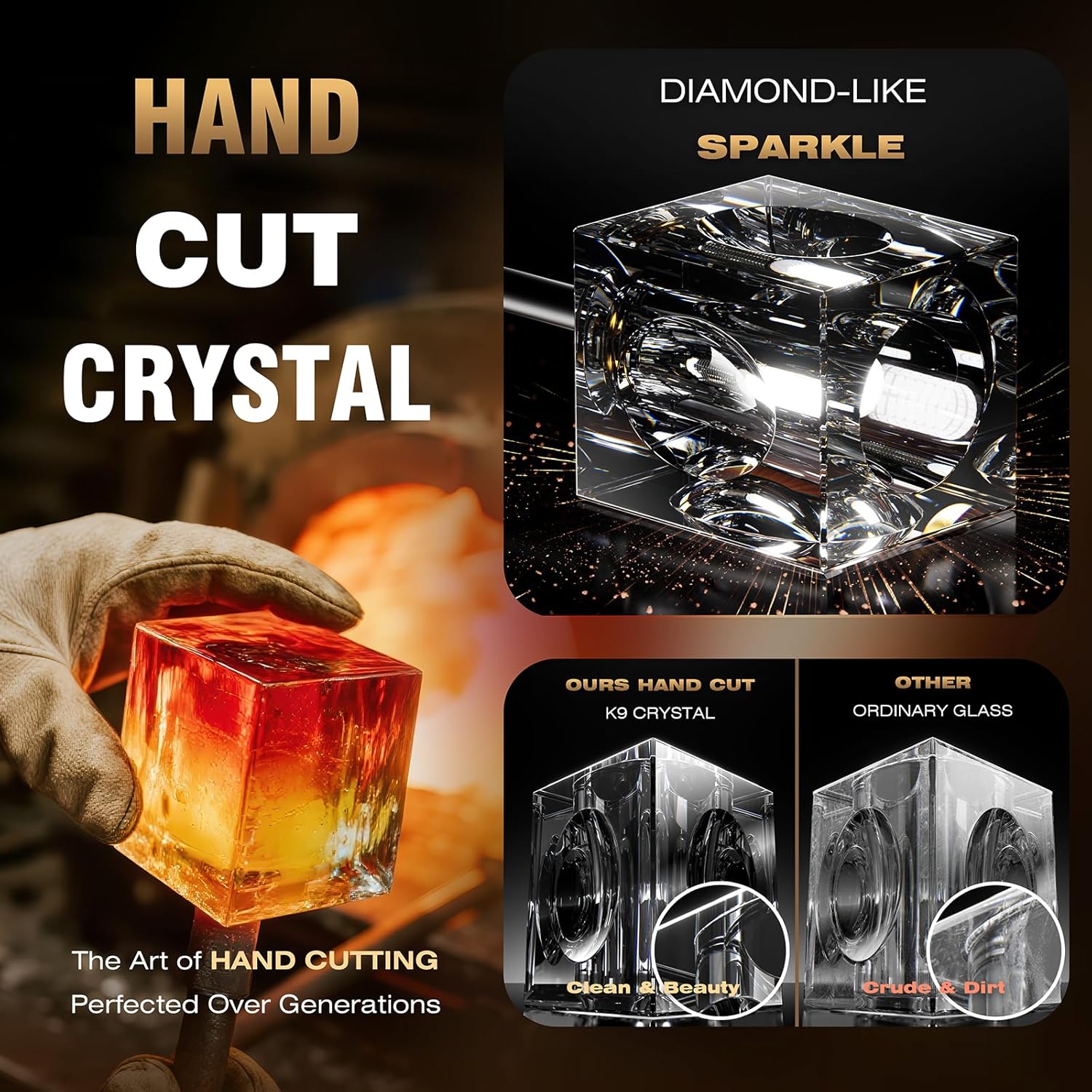 Lámpara de techo moderna de cristal, lámpara de techo semiempotrada con 8 luces, candelabros Sputnik dorados para dormitorio, comedor, cocina de granja, oficina, sala de estar