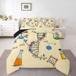 Erosebridal Juego de edredón con temática científica tamaño individual, juego de ropa de cama de ciencia abstracta y química para niños, adolescentes, decoración de dormitorio, relleno de edredón de
