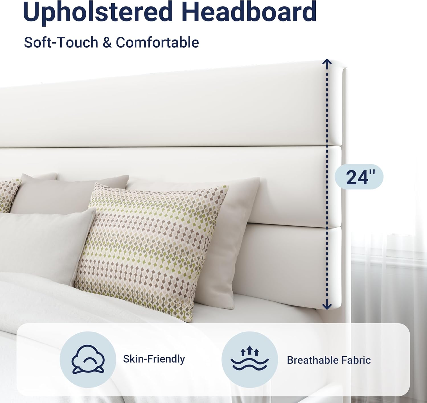 Cama Full con cabecera tapizada de terciopelo y soporte de listones de madera, base de colchón totalmente tapizada, no necesita somier, fácil montaje, color