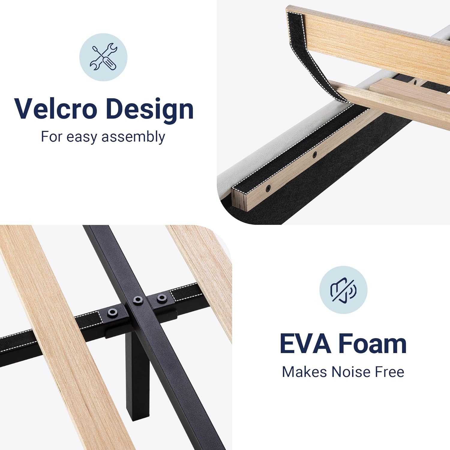 Cama Full con cabecera tapizada de terciopelo y soporte de listones de madera, base de colchón totalmente tapizada, no necesita somier, fácil montaje, color