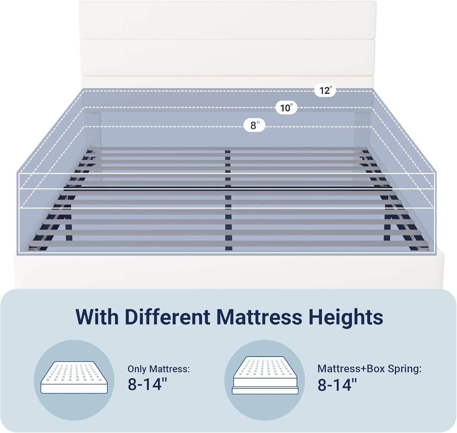 Cama Full con cabecera tapizada de terciopelo y soporte de listones de madera, base de colchón totalmente tapizada, no necesita somier, fácil montaje, color