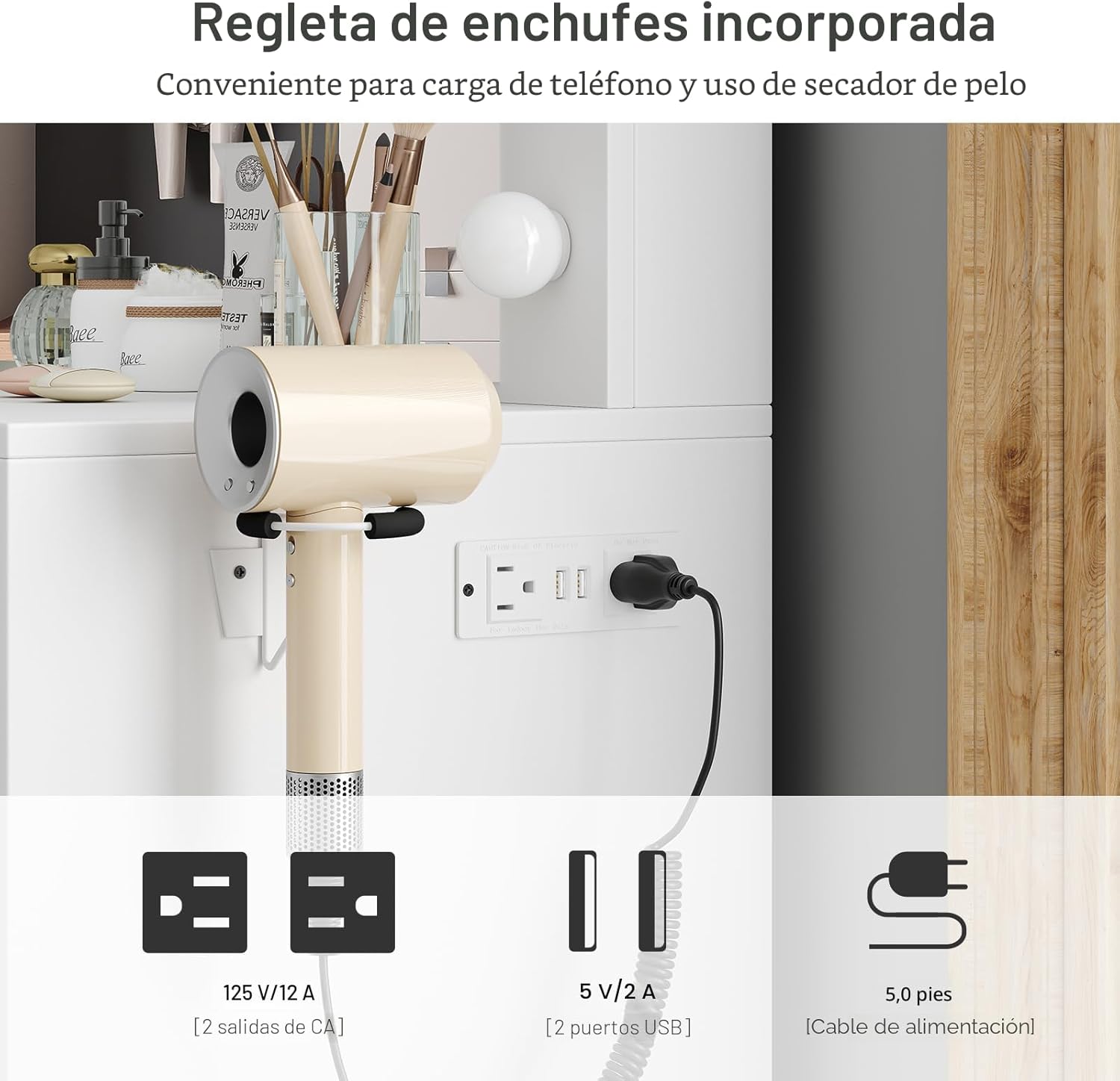 Escritorio de tocador y toma de corriente, tocador de maquillaje con espejo y 12 luces LED, mesa de maquillaje con 11 cajones, mesa de tocador con silla, juego de 3 modos de iluminación