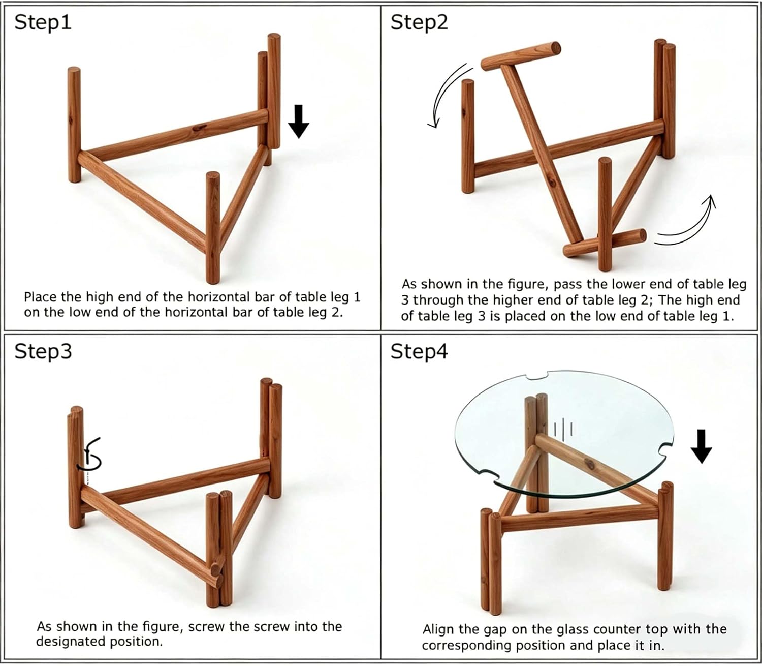 Mesa de centro moderna de cristal de 32 pulgadas, mesa de centro redonda pequeña de mediados de siglo con patas de madera maciza, adecuada para dormitorio, sala de estar, recepción, mesas de