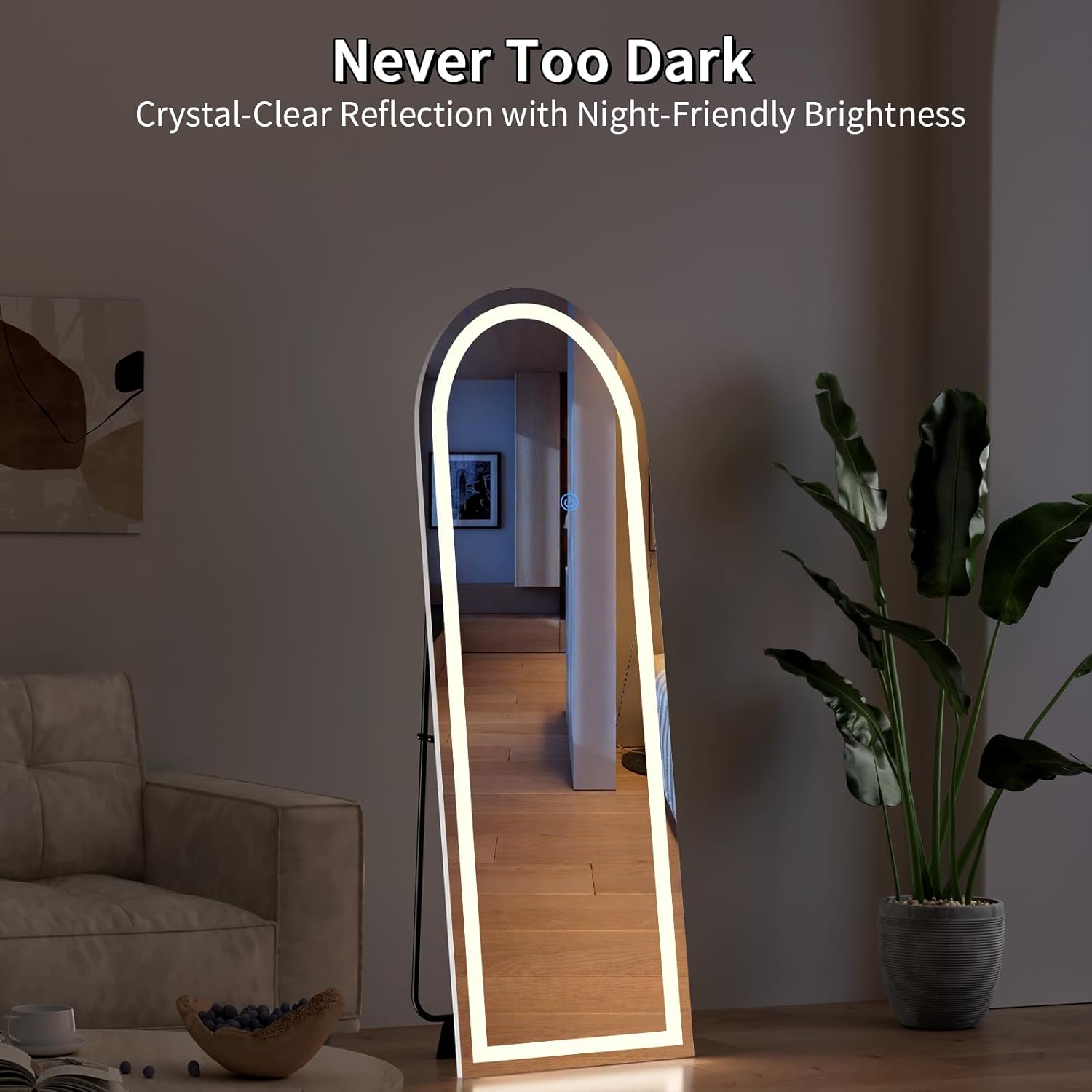 Espejo de longitud completa con luces LED de 56 x 20 pulgadas