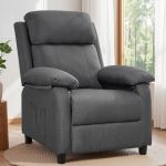 Korser Silla reclinable, sillas de sala de estar para adultos, silla de lectura acolchada para asiento profundo con bolsillos laterales, reclinables pequeños para espacios pequeños, silla de descanso para sala de estar, dormitorio y caravana (lino)