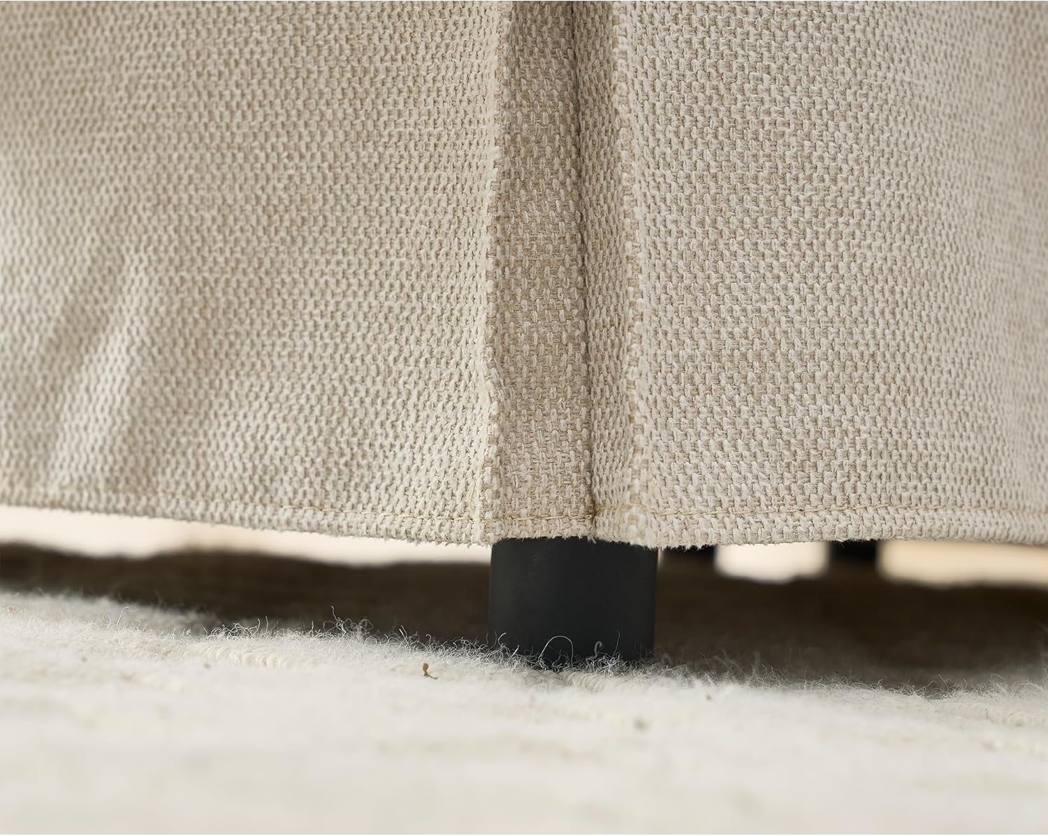 KEIKI Sofá modular de lino en forma de L de 94 pulgadas con brazos enrollados, respaldo acolchado, sofá esquinero convertible de estilo moderno de 5 plazas, fácil montaje, para apartamento, sala de estar, dormitorio, beige