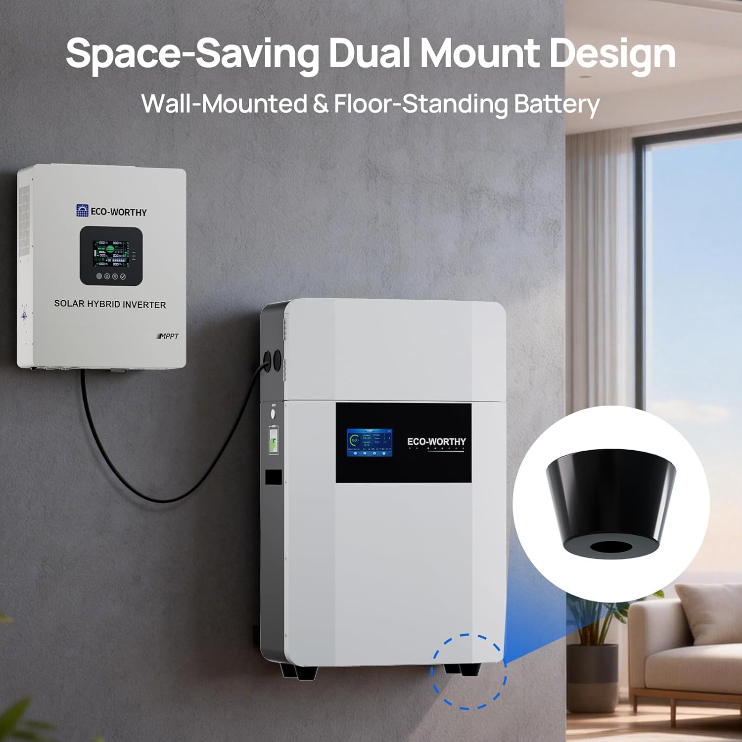 ECO-WORTHY Batería de litio LiFePO4 para interiores de 48 V 100 Ah con caja de conductos, Bluetooth y WiFi, protección a baja temperatura, para sistemas fuera de la red, alimentación de respaldo para el hogar