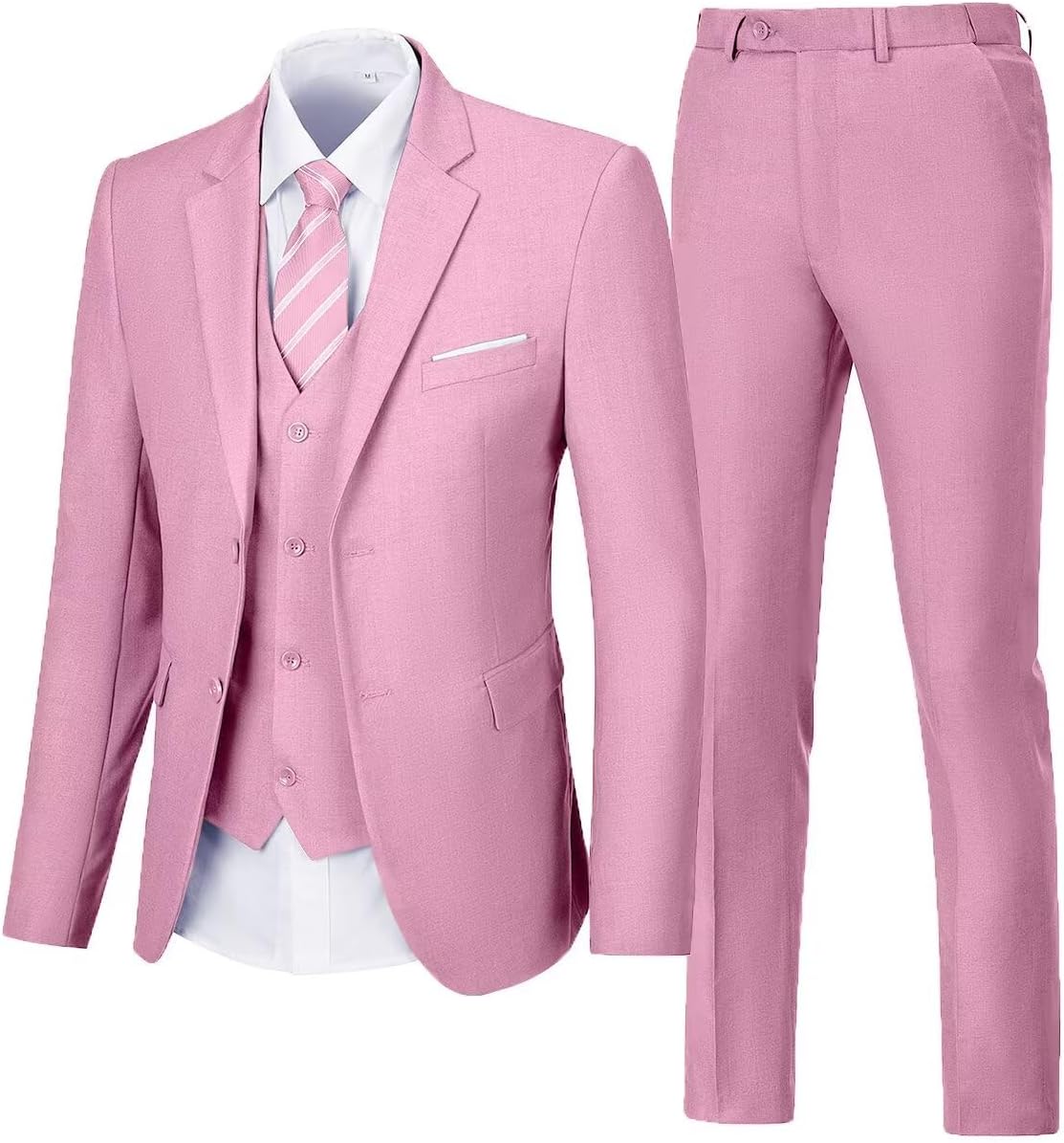 Traje de 3 piezas para hombre, trajes de boda, 2 botones, ajuste delgado, conjunto de esmoquin para hombres, baile de graduación, casual, negocios, chaqueta, chaleco, pantalón
