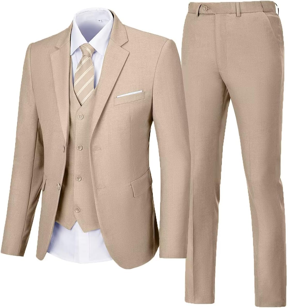 Traje de 3 piezas para hombre, trajes de boda, 2 botones, ajuste delgado, conjunto de esmoquin para hombres, baile de graduación, casual, negocios, chaqueta, chaleco, pantalón