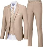 Traje de 3 piezas para hombre, trajes de boda, 2 botones, ajuste delgado, conjunto de esmoquin para hombres, baile de graduación, casual, negocios, chaqueta, chaleco, pantalón