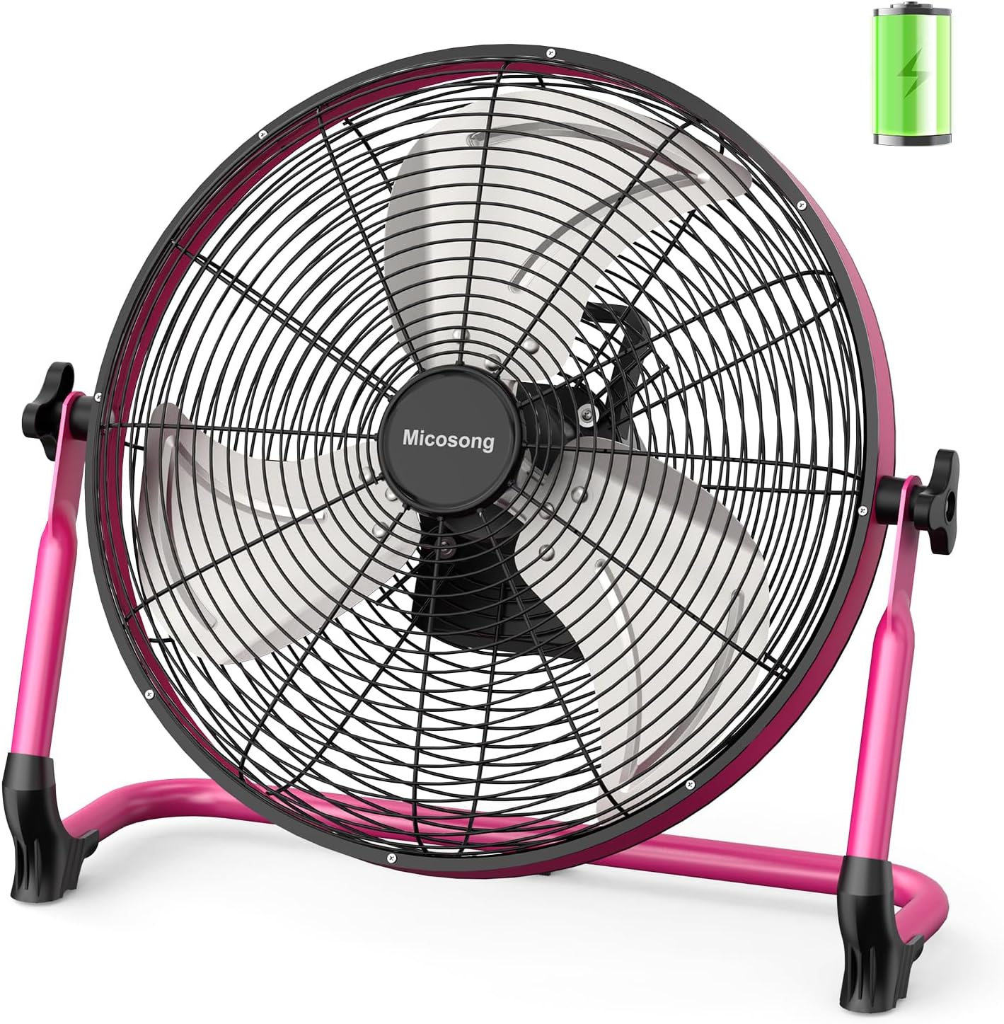 Ventilador portátil de 18 pulgadas, funciona con pilas, ventilador de campamento inalámbrico recargable para exteriores, salida USB, inclinación de 360°, tiempo de funcionamiento de 10 ~ 60 horas, silencioso, inalámbrico, hoja de metal, para viajes, glori