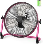 Ventilador portátil de 18 pulgadas, funciona con pilas, ventilador de campamento inalámbrico recargable para exteriores, salida USB, inclinación de 360°, tiempo de funcionamiento de 10 ~ 60 horas, silencioso, inalámbrico, hoja de metal, para viajes, glori