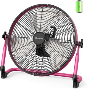 Ventilador portátil de 18 pulgadas, funciona con pilas, ventilador de campamento inalámbrico recargable para exteriores, salida USB, inclinación de 360°, tiempo de funcionamiento de 10 ~ 60 horas, silencioso, inalámbrico, hoja de metal, para viajes, glori