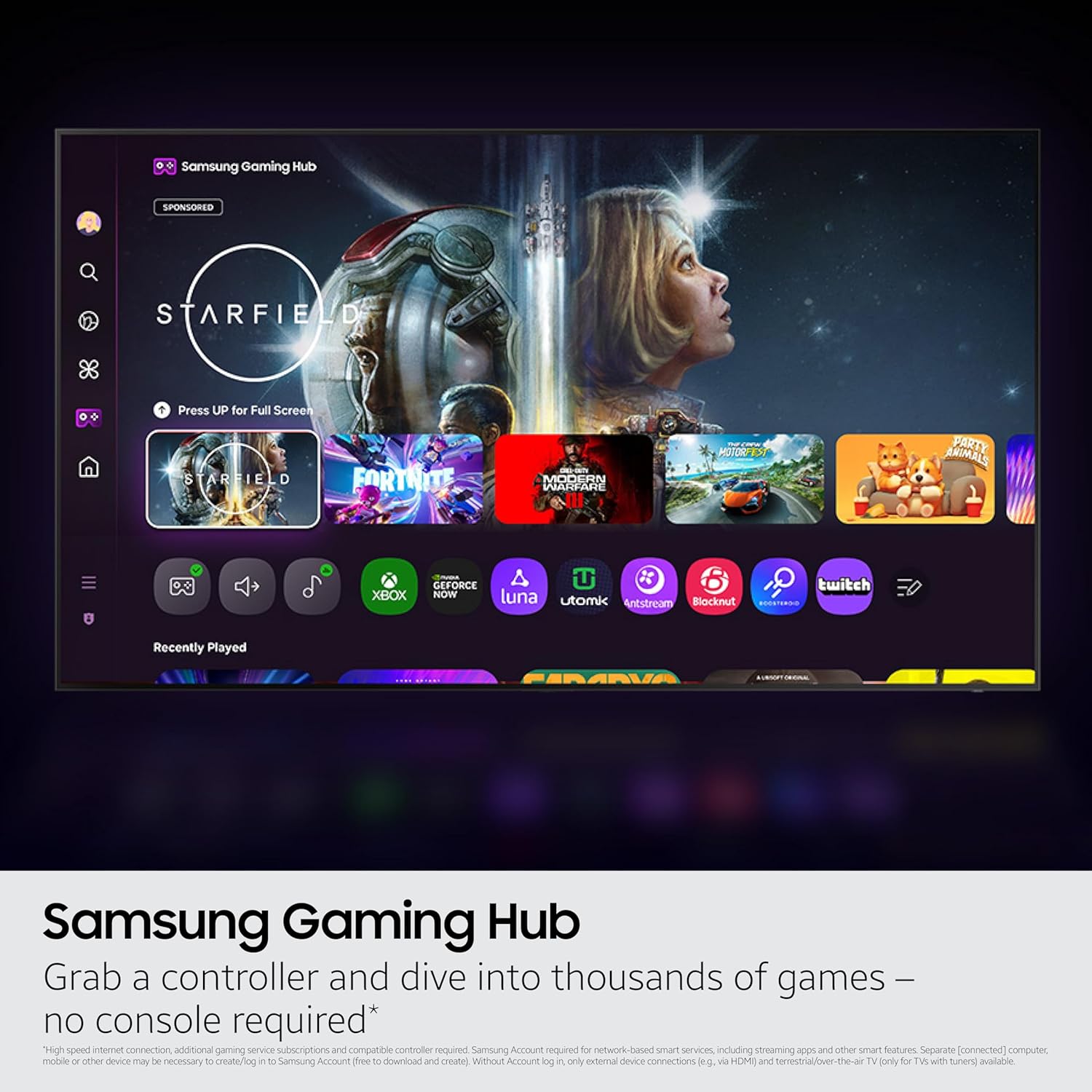 Samsung TV Inteligente Crystal UHD U8000F 4K de 65 Pulgadas Clase  Contenido Gratuito Infinito, Procesador Crystal 4K, Diseño MetalStream, Seguridad Knox, Alexa Integrado