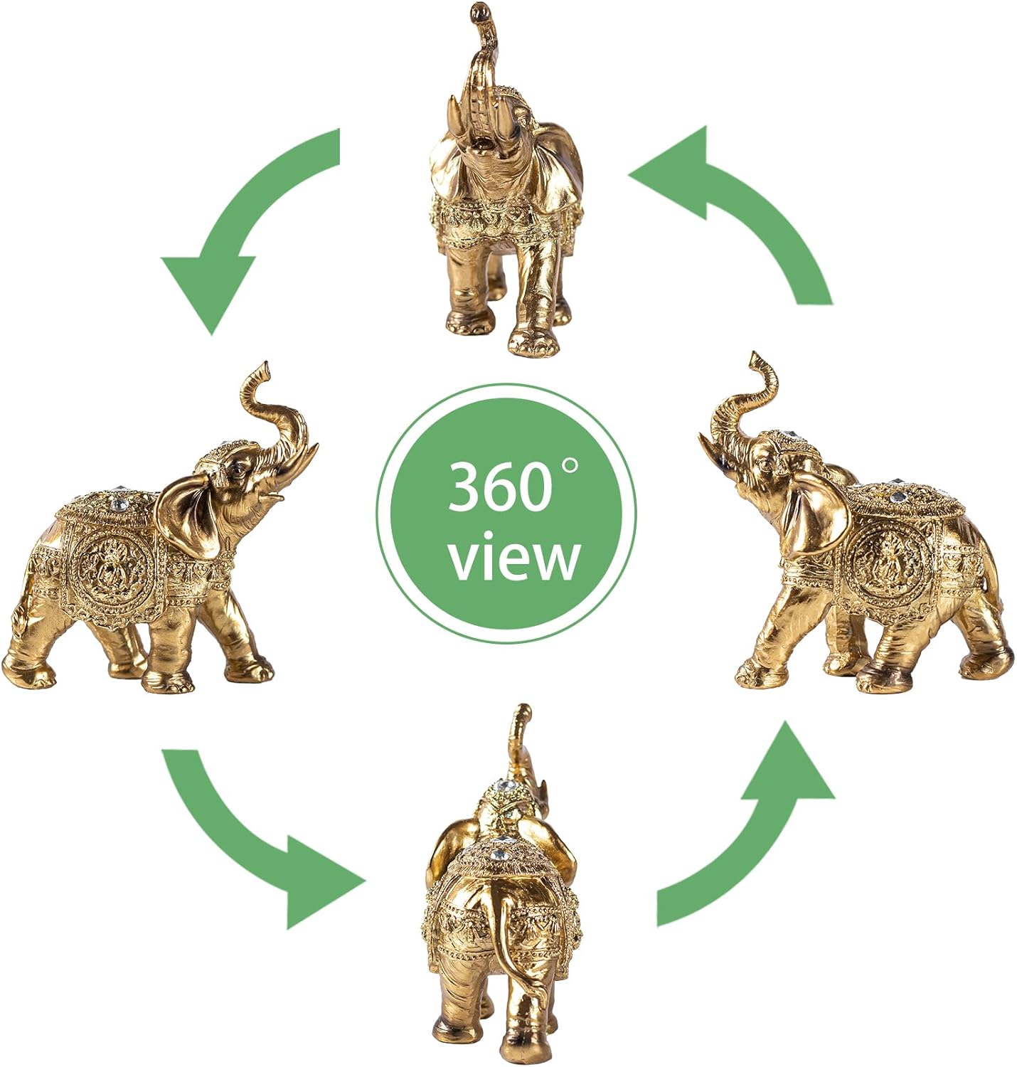 Estatua de elefante dorado, decoración de elefante, figura decorativa Art Deco moderna, escultura de resina para el hogar, sala de estar, oficina