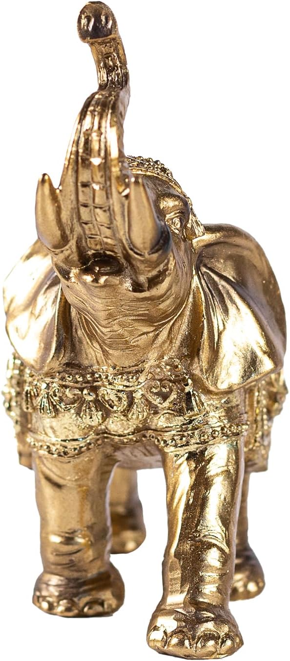 Estatua de elefante dorado, decoración de elefante, figura decorativa Art Deco moderna, escultura de resina para el hogar, sala de estar, oficina