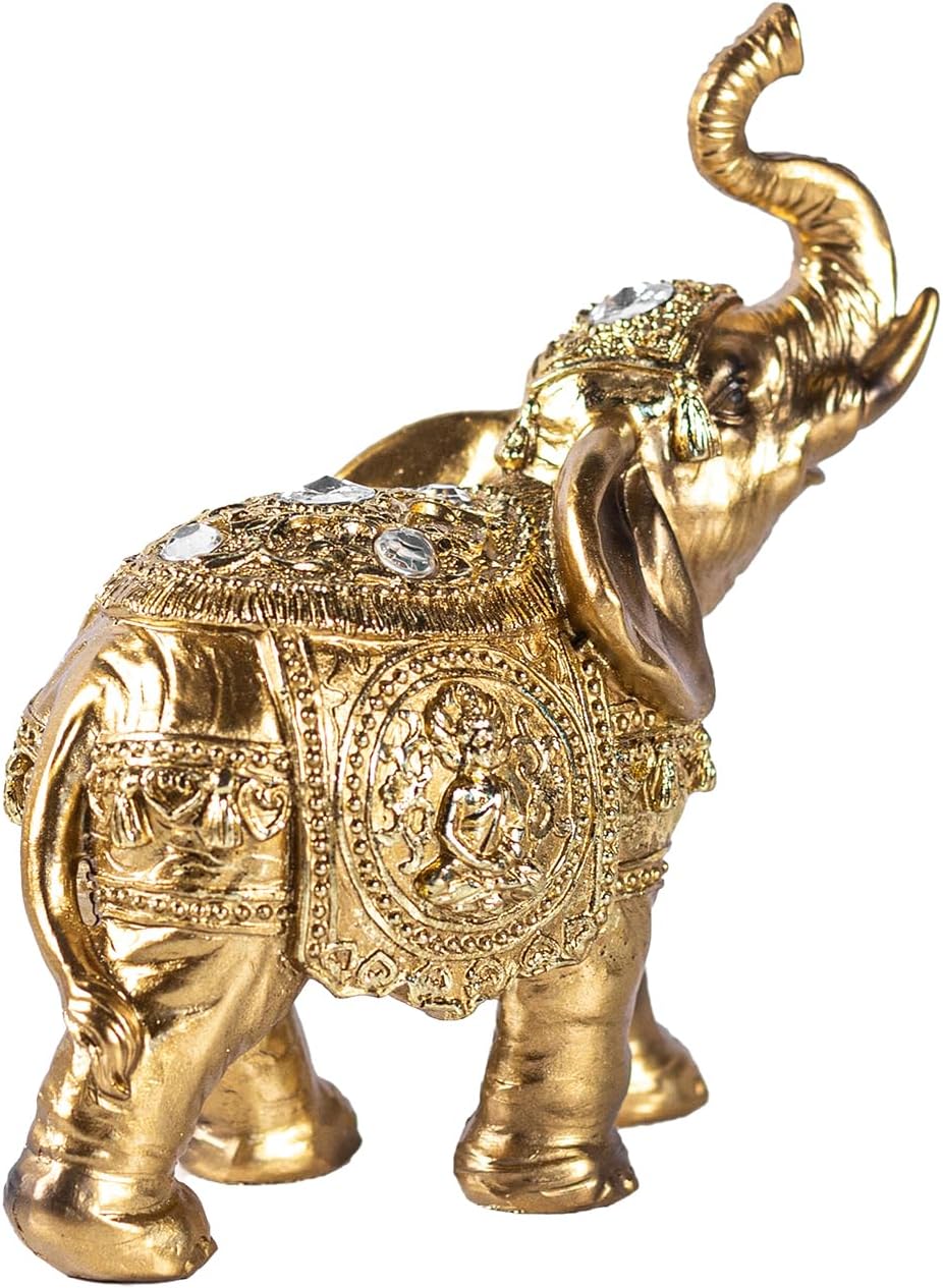 Estatua de elefante dorado, decoración de elefante, figura decorativa Art Deco moderna, escultura de resina para el hogar, sala de estar, oficina