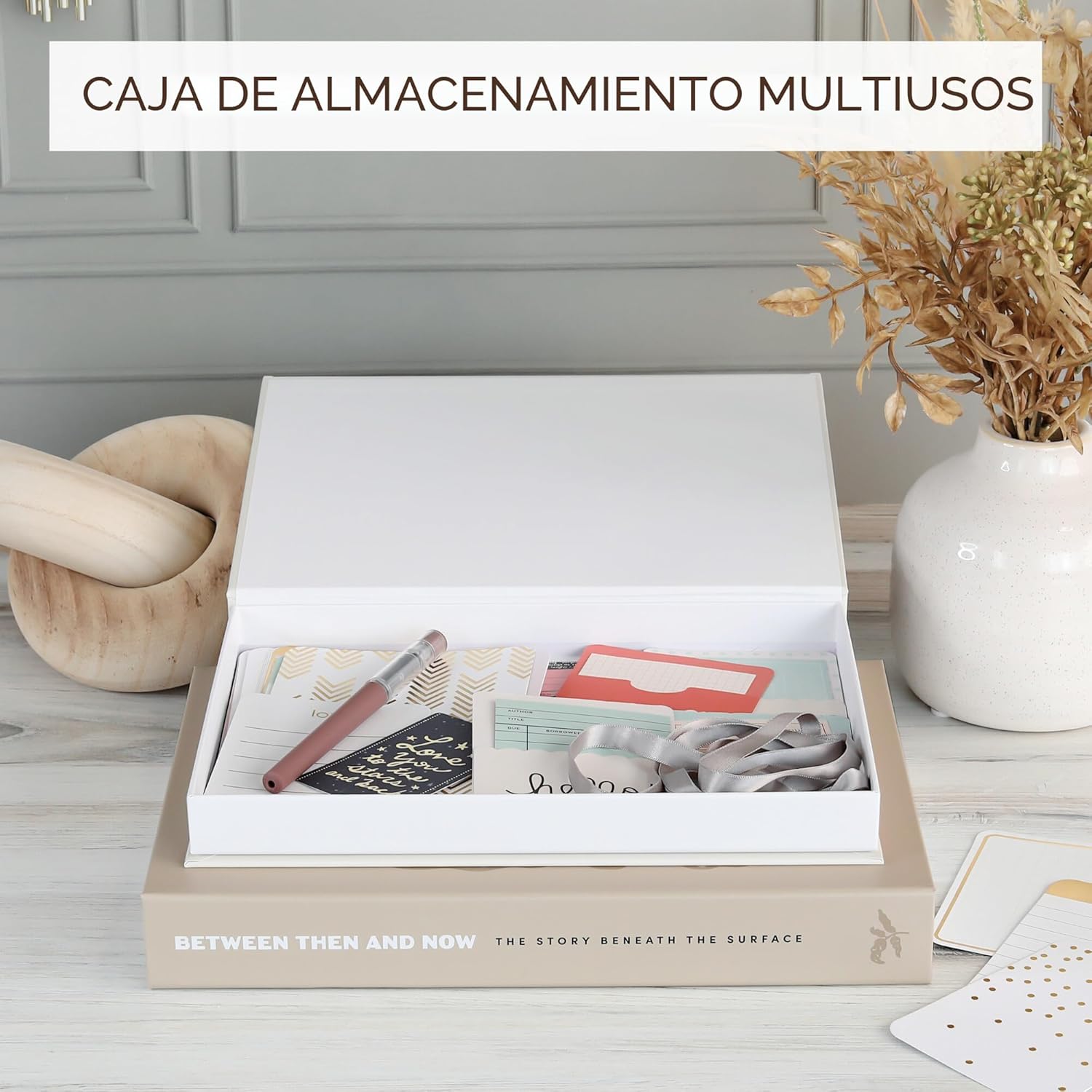 ZICOTO Hermosos Libros Decorativos – Juego de 2 cajas que mejoran la decoración de tu mesa de centro, estantería o repisa de chimenea – Libros estéticos falsos/de imitación para decoración moderna del
