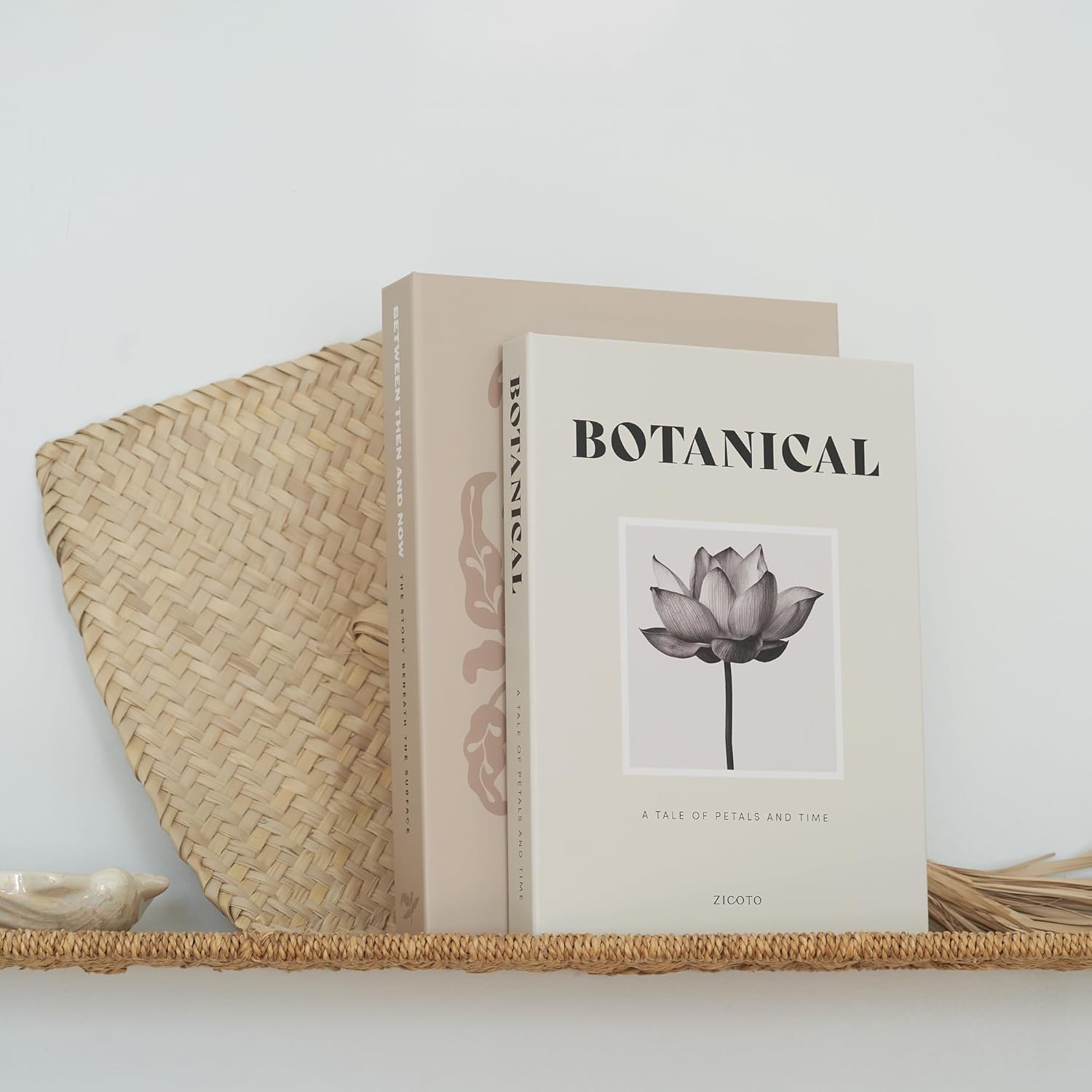 ZICOTO Hermosos Libros Decorativos – Juego de 2 cajas que mejoran la decoración de tu mesa de centro, estantería o repisa de chimenea – Libros estéticos falsos/de imitación para decoración moderna del