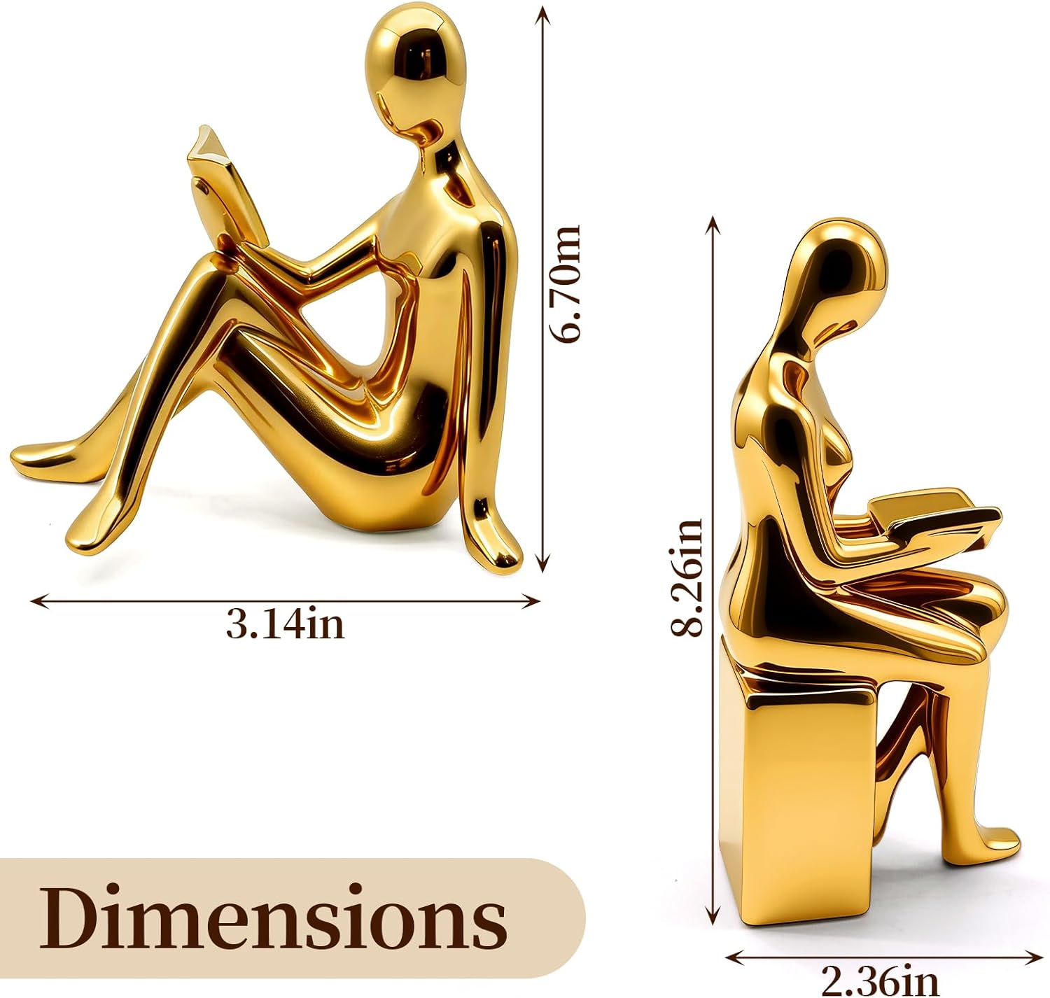 Juego de sujetalibros decorativos, extremos de libros de cerámica para estantes, tapón estético para libros de oficina en casa, estatuas de soporte para libros de lectura para estantería, dormitorio