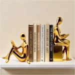 Juego de sujetalibros decorativos, extremos de libros de cerámica para estantes, tapón estético para libros de oficina en casa, estatuas de soporte para libros de lectura para estantería, dormitorio