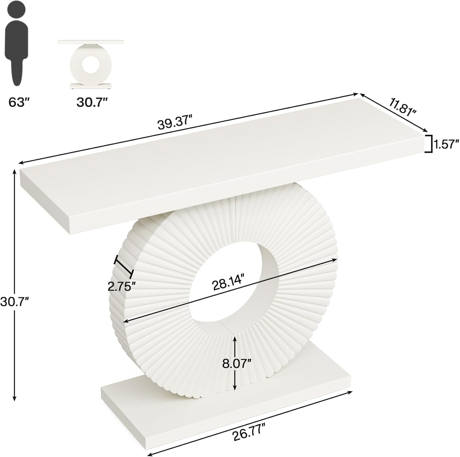 Tribesigns Mesa consola moderna con base geométrica, mesa de entrada de madera de 40 pulgadas, mesa de sofá estrecha y larga, mesa de acento contemporánea para sala de estar, entrada, pasillo