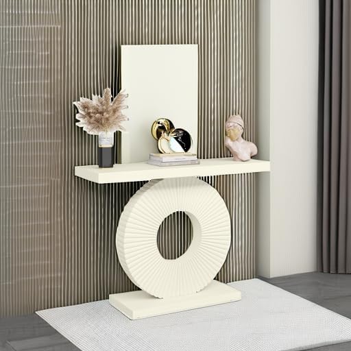 Tribesigns Mesa consola moderna con base geométrica, mesa de entrada de madera de 40 pulgadas, mesa de sofá estrecha y larga, mesa de acento contemporánea para sala de estar, entrada, pasillo