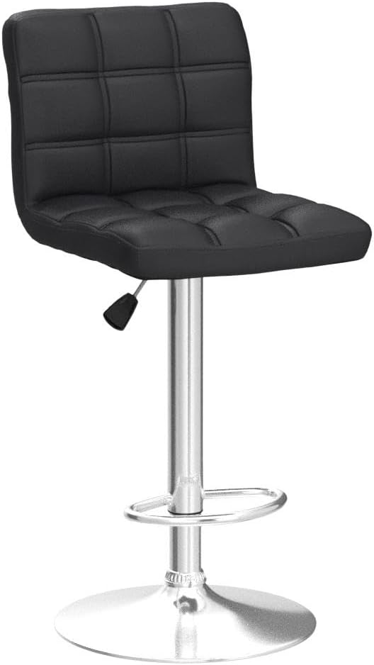 ZENY Juego de 4 taburetes de bar giratorios ajustables, modernos taburetes de bar de cocina de piel sintética, taburete de bar con respaldo cuadrado