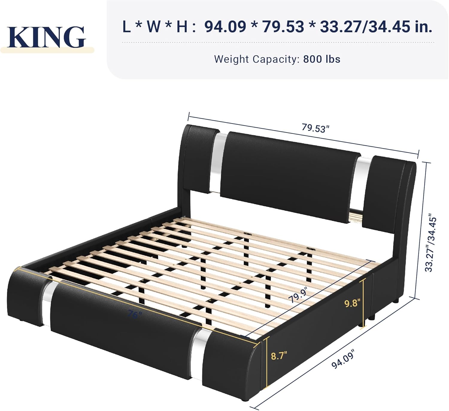 Cama Moderna king size color negro