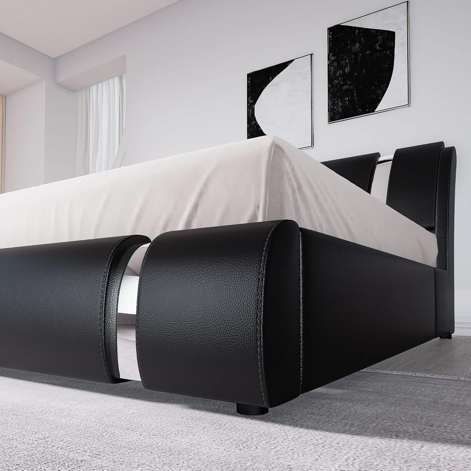 Cama Moderna king size color negro