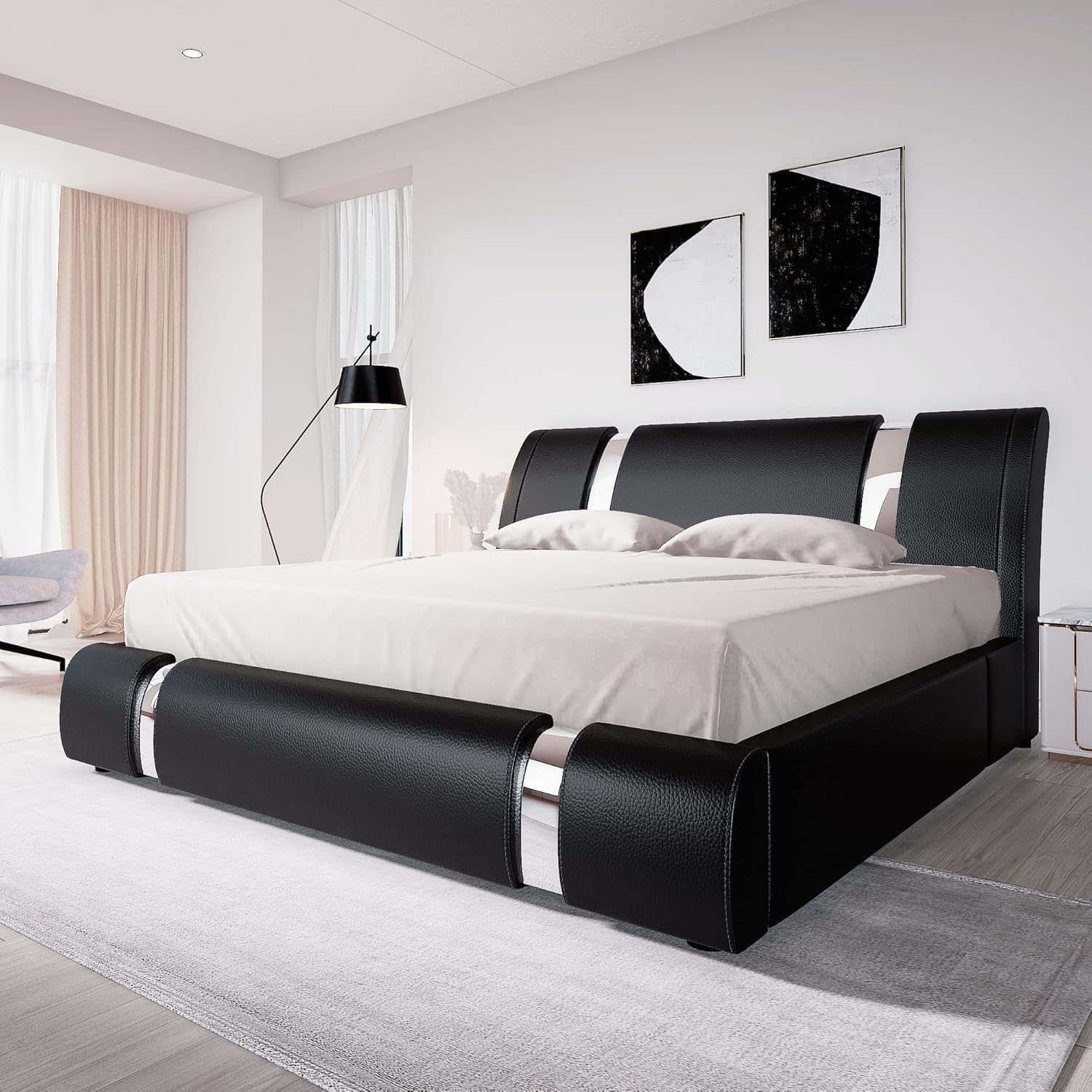 Cama Moderna king size color negro