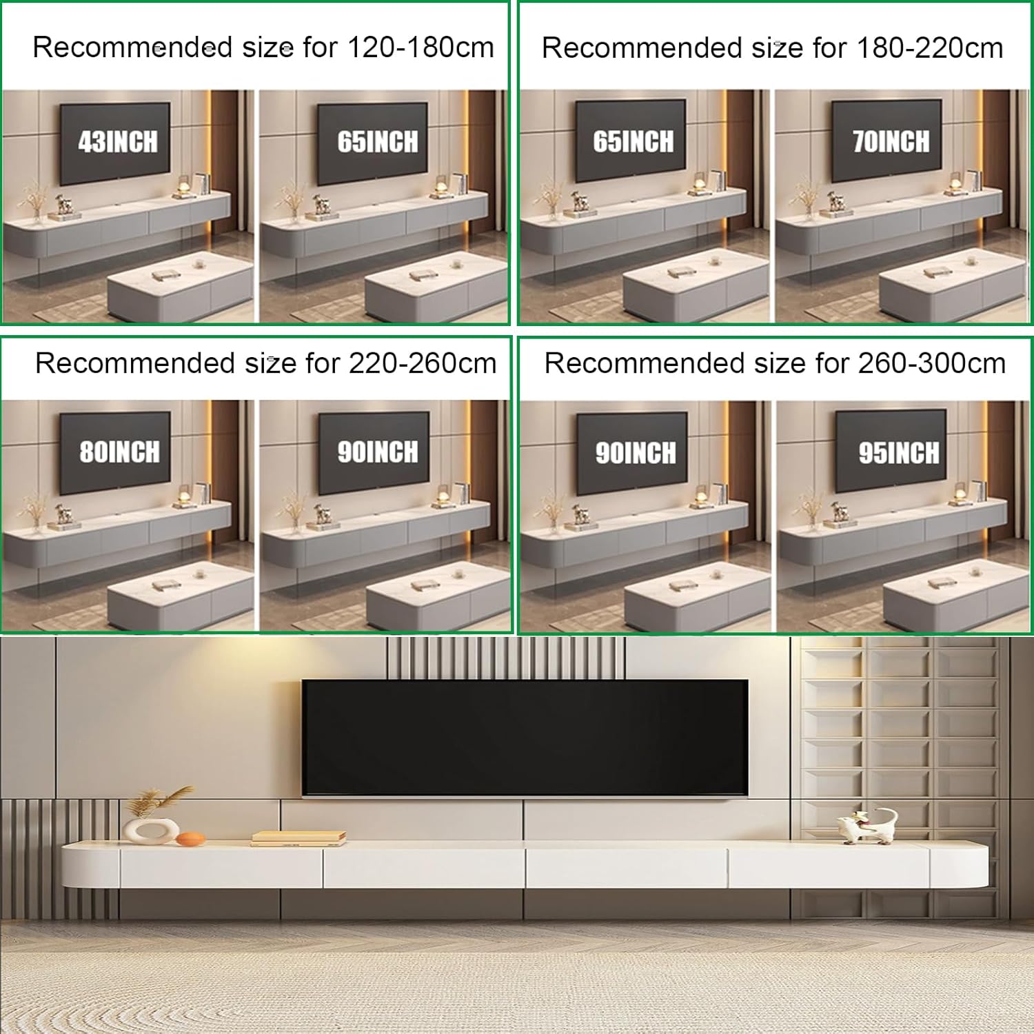 Multimueble  flotante para TV, estantes flotantes grandes de TV para montar en la pared, compartimento de almacenamiento múltiple, consola multimedia, gabinete de TV flotante debajo de la TV, banco