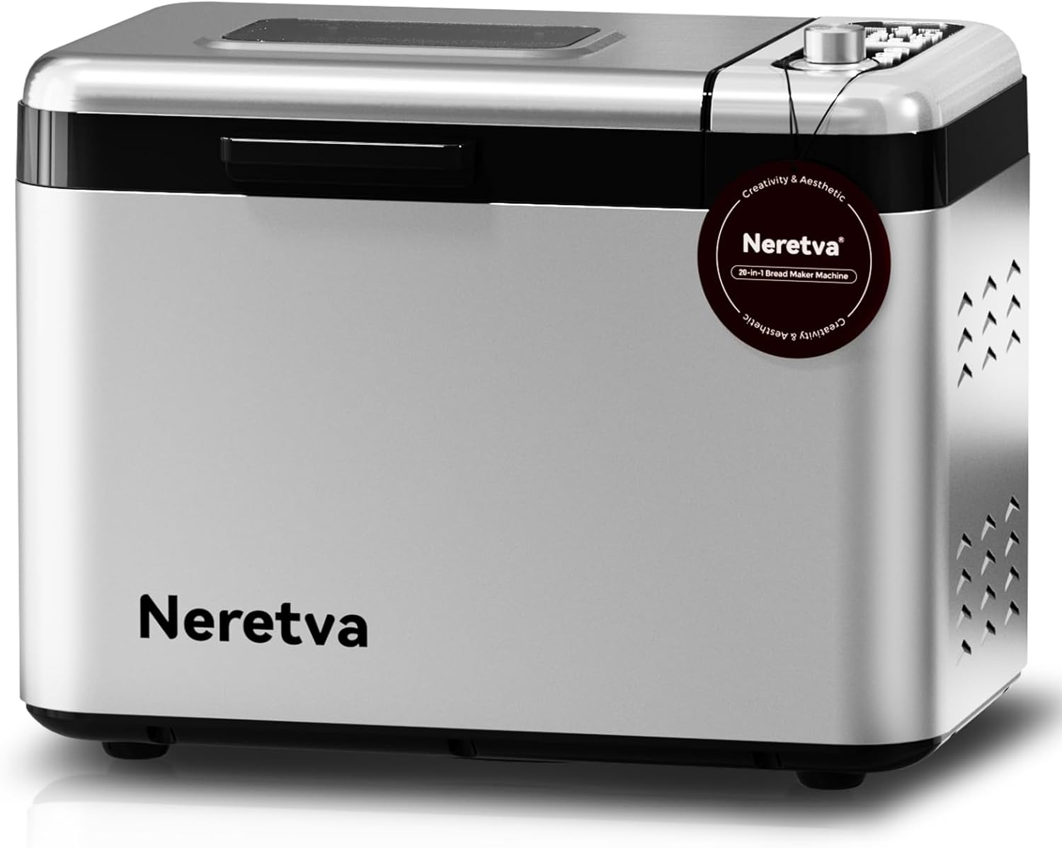 Máquina para hacer pan, Máquina de pan más grande de 3.3 libras 15-en-1 de acero inoxidable y sartén de cerámica antiadherente y dispensador automático de nueces, máquinas para hacer pan