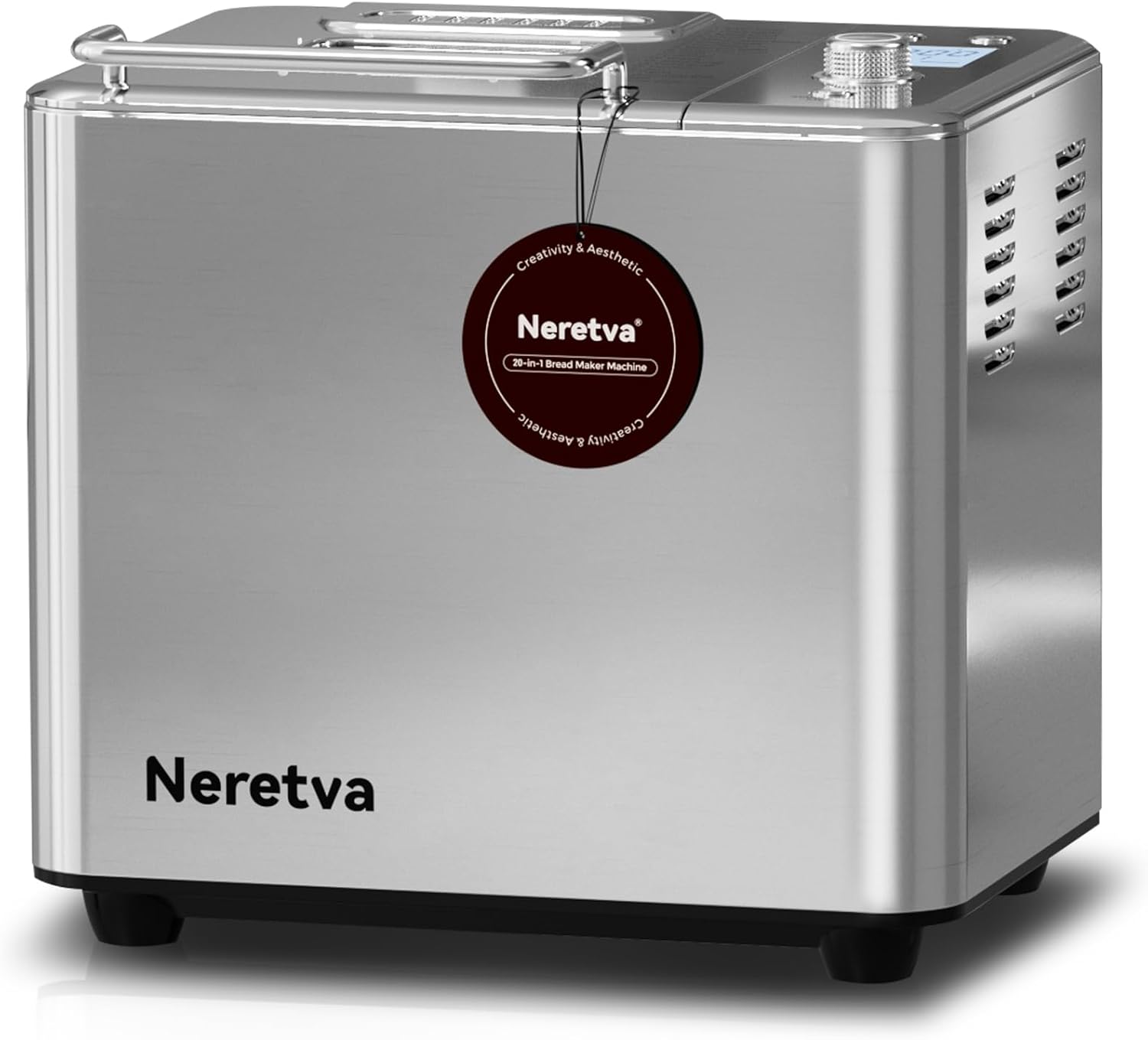 Máquina para hacer pan, máquina de pan 20-EN-1 de 2 libras, máquina para hacer pan con doble calentador automático con sartén de cerámica antiadherente, temporizador de 15H y función de