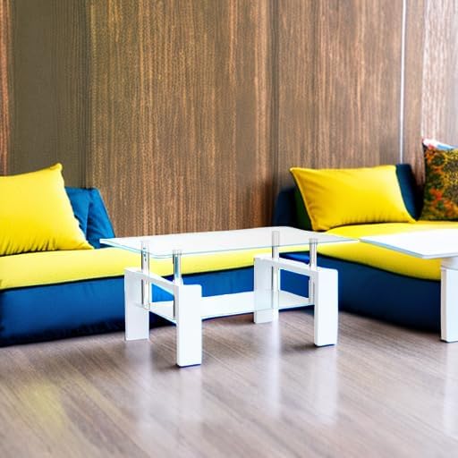 Mesa de centro rectangular para sala de estar, mesa de té adecuada para sala de espera, mesa de centro lateral moderna con patas de madera, mesa de vidrio con estante inferior, color blanco 39.5 x