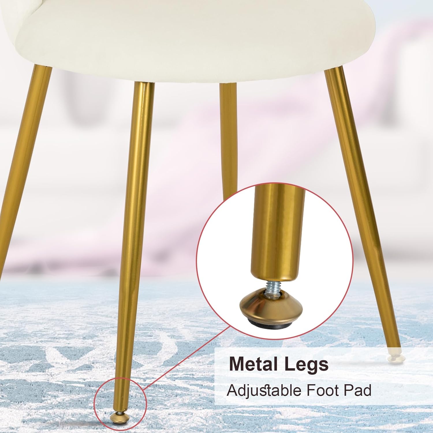 Silla de tocador para sala de maquillaje, silla decorativa moderna de mediados de siglo para sala de estar, dormitorio, silla de maquillaje con soporte trasero, silla de terciopelo con patas