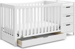 Graco Remi - Cuna convertible 4 en 1 y cambiador (blanco) – Certificado GREENGUARD Gold, se adapta a colchón de cuna estándar, se convierte en cama infantil y cama completa, 4 alturas de colchón