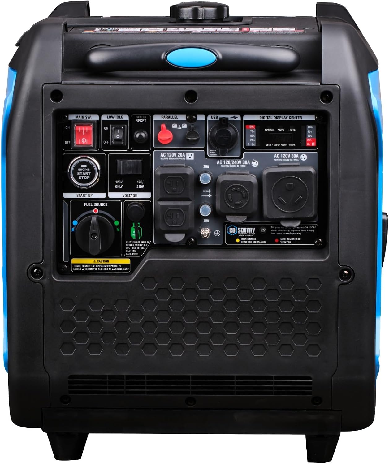 Pulsar, generador inversor de 7,250 vatios de combustible dual Gasolina y Gas. Sumamente silencioso con arranque remoto