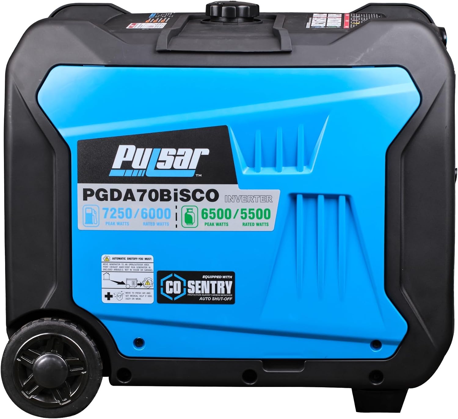 Pulsar, generador inversor de 7,250 vatios de combustible dual Gasolina y Gas. Sumamente silencioso con arranque remoto