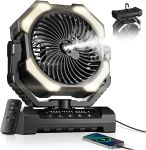 Ventilador de niebla portátil con tanque de agua de 9 onzas, ventiladores de refrigeración recargables de 24000 mAh.