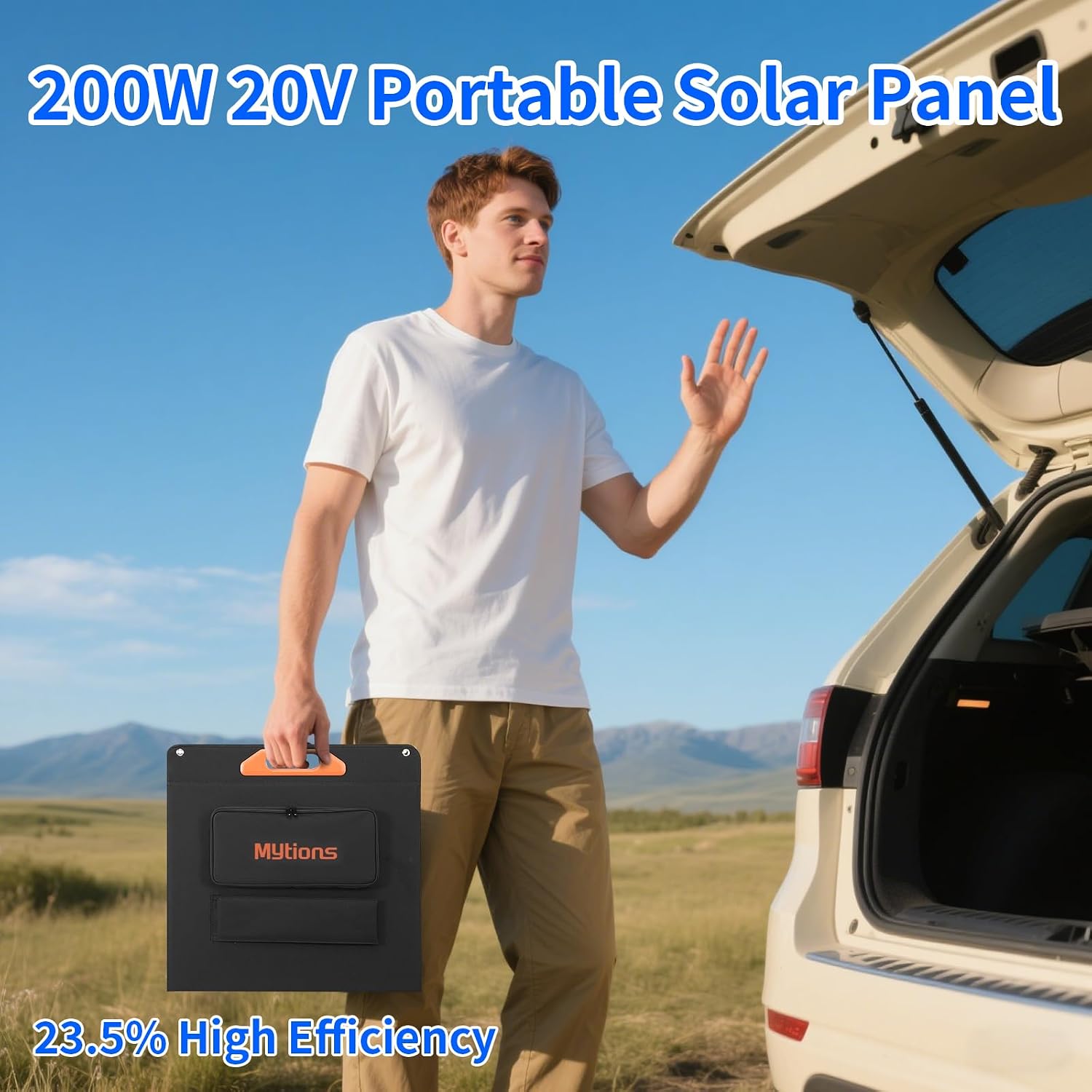 Panel solar portátil de 200W para estación de energía, compatible con Jackery, Ecoflow, Bluetti, Anker y más estaciones de energía portátiles, 23.5% de alta eficiencia, resistente a la intemperie para