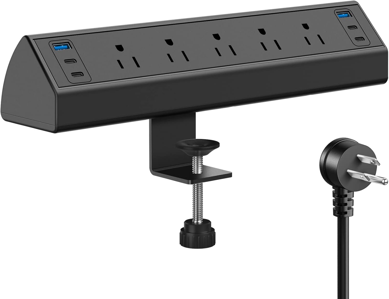 Jgstkcity Regleta de Alimentación con Abrazadera para Escritorio USB C, Estación de Carga Rápida Total de 40W, 4 Puertos USB C PD de 20W, Protector de Sobretensiones de Montaje en Borde de Escritorio | 1200J,Total 40W Charging Hub,5 Outlets & 6 USB, 6FT E