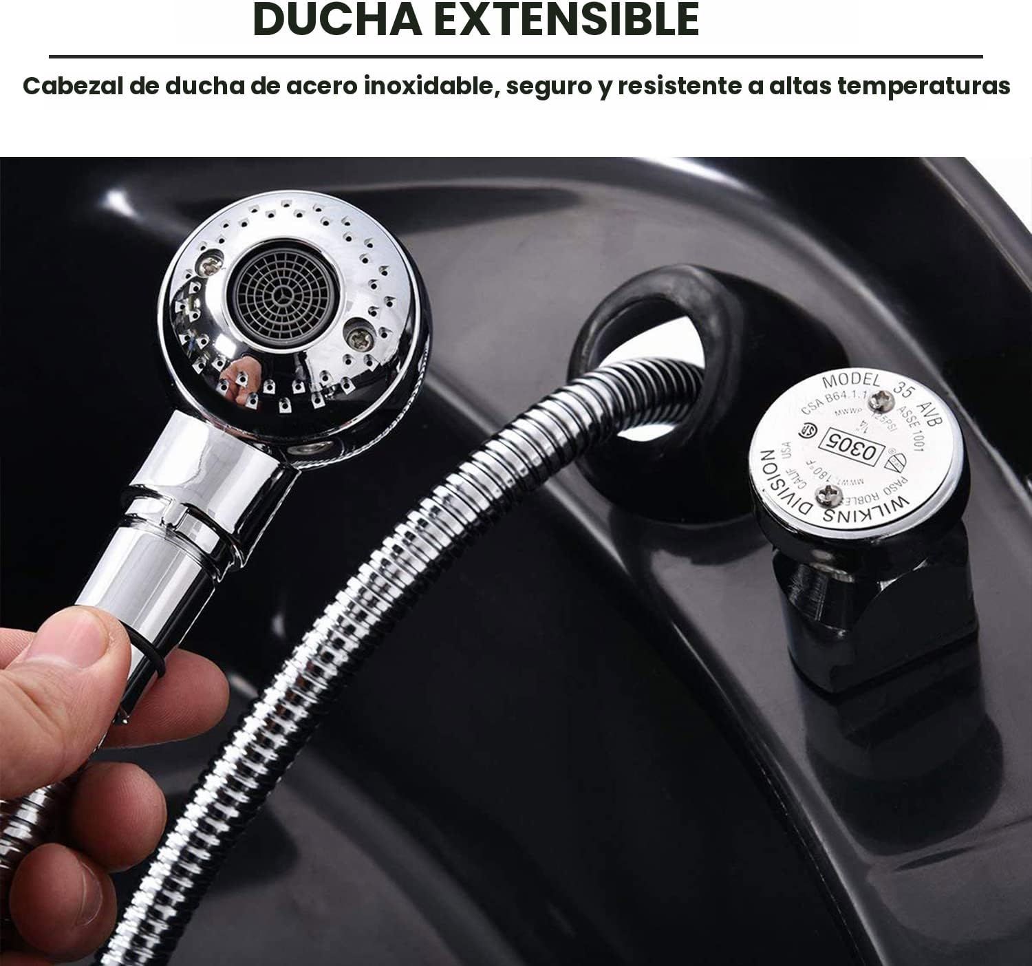 Silla de lavado Ainfox para peluquería, con cuenco para champú, de plástico ABS, para salón de belleza (Negro)